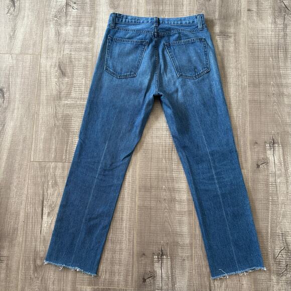 Nili Lotan Straight Leg Dark Wash Mid-Rise Jeans Frayed Hem Women's 26 - Picture 3 of 8